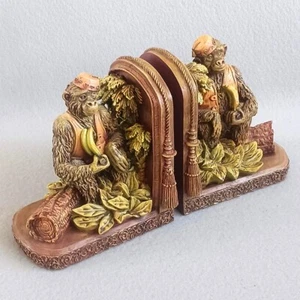 Vintage CBK LTD Tropical Monkey Book Ends 1998 5" x 5" - Picture 1 of 7