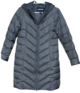 Abrigo acolchado gris jaspeado Lands' End Down Line para mujer talla pequeña pequeña - Imagen 1 de 5