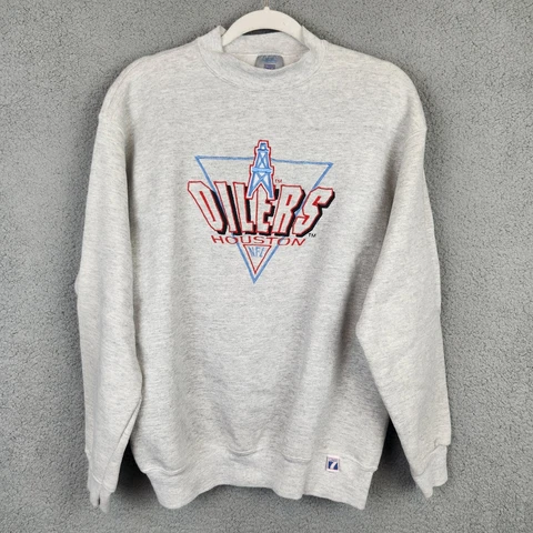 Vintage 90s Houston Oilers Crew Neck Logo 7 Sweatshirt Sz Lg Embroidered Cover