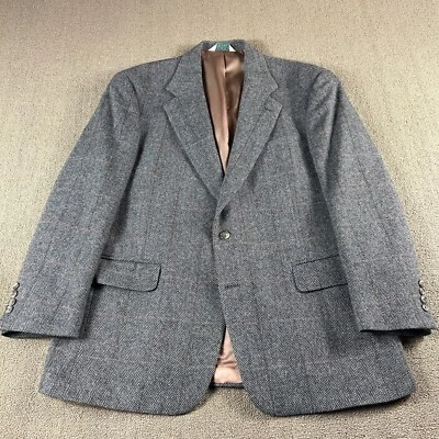 Vintage Evan-Picone LambsWool Blend Tweed Sport Coat Gray Herringbone Size 42R - Image 1 of 4