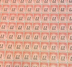 J 103 Postage Due 13 Cent Full Mint Sheet of 100 stamps MNH OG - Picture 1 of 1