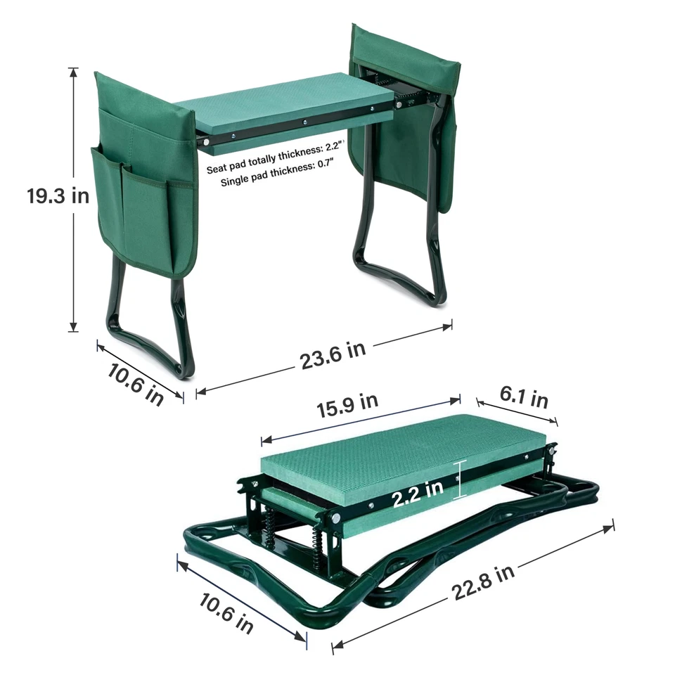 iPower Garden Kneeler and Seat Foldable Kneeling Bench with Sturdy Soft EVA Foam