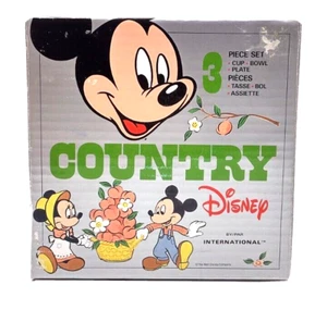 Juego de 3 piezas de gres Disney Country Mickeys Peaches Mickeys Japón nuevo en caja - Imagen 1 de 15