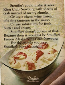 1968 Vintage Print Ad Stouffer's Frozen Fertiggerichte Alaska King Crab Newburg - Bild 1 von 2