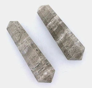 TWO Natural 1 Inch Gray Banded Jasper Double Point Crystal Gem Gemstone es6584 - Picture 1 of 1