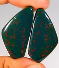 47.CT SUPERB NATURAL BLOODSTONE MACTHED PAIR CABOCHON GEMSTONE 36x18x4MM AK=0156