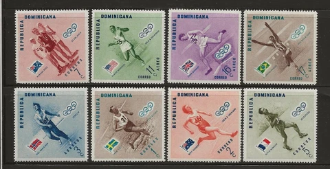 Dominican Republic  1957 Olympic Set Scott # 479 - 83, C100 - 2 Mint NH Complete Cover