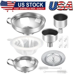 12x Metal Canning Funnels Set Wide Mouth Mason Jar Funnels for Filling Stainless - Picture 1 of 8