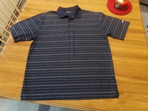 Large Men's - Nike Golf Brand - Striped Navy Fit Dry Polo Shirt - Picture 1 of 5