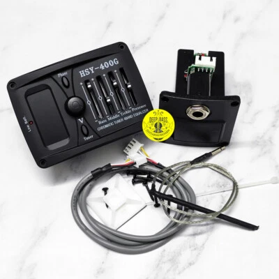 Acoustic Guitar Pickups Chromatic Tuner 4-Bands EQ Equalizer Preamp Piezo Pickup - Image 1 of 4
