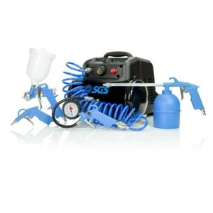 SGS 6L Mini Air Compressor 1.5HP, Oil Free, Direct Drive & 5 Piece Air Tool Kit - Picture 1 of 3