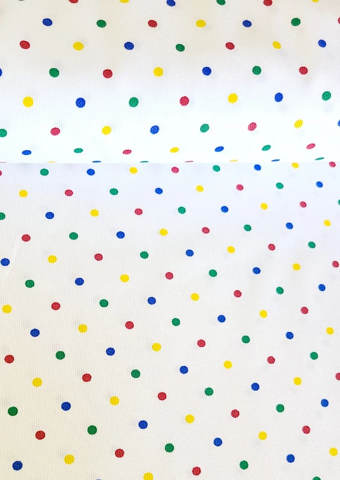 BTY X 60"W Corded 100% Cotton Fabric White With Polka-dots Primary Colors Quilts - Image 1 of 4