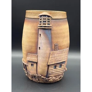 Jarrón de Colección Antiguo Patagonia DTC 99 Arte Cerámica Playa Escénica Mar Faro Playa Ciudad - Imagen 1 de 12