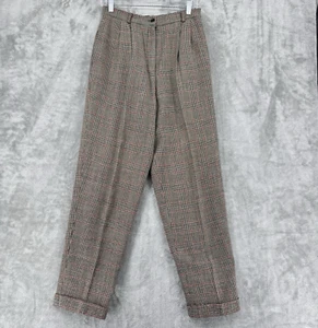 Vintage Talbots Pants Womens 6 Wool Plaid Pleated Trouser Cuffed Academia Preppy - Picture 1 of 12