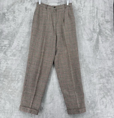 Vintage Talbots Pants Womens 6 Wool Plaid Pleated Trouser Cuffed Academia Preppy - Image 1 of 4