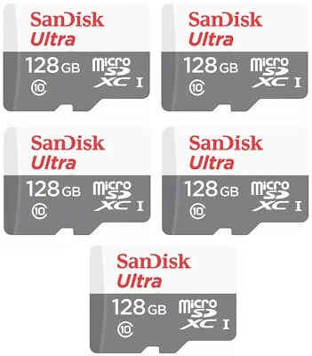 5 Pack SanDisk 128GB microSD Ultra 100MB/s Class 10 Micro SD SDHC For Smartphone - Image 1 of 3