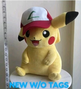 Pokemon Center Original Nintendo Pikachu W Trainer Ash Hat Big 16" Plush - Picture 1 of 8