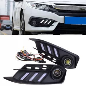 Luces antiniebla diurnas LED DRL para Honda Civic 2016-2018 con señal de giro - Imagen 1 de 9