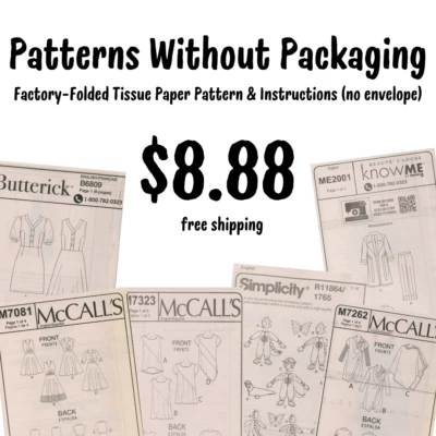NO ENVELOPE McCall's, Simplicity, Butterick Sewing PATTERNS WITHOUT PACKAGING - Image 1 of 4