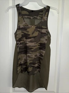 Women’s Express Camo Camouflage Studded Hi Lo Tank Top Blouse Size XS  - Bild 1 von 4
