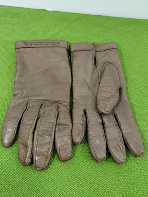 Vintage Women's Madova Brown Leather Gloves Cashmere Lining Made In Italy Size 7 - Image 1 of 4