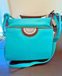 Brighton Shiloh Umhängetasche Leder Organizer in Jade (türkis) NEU mit Box aztekisch - Bild 1 von 22