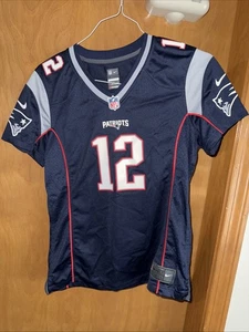 NIKE ON FIELD NEW ENGLAND PATRIOTS #12 TOM BRADY WOMENS M BLUE JERSEY (B62) - Picture 1 of 12