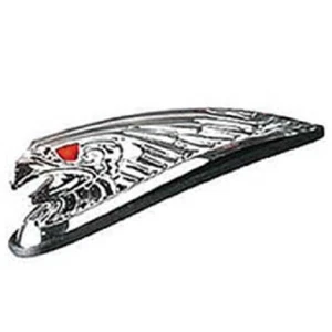 Aquila cromata da parafango moto occhi luminosi rossi a LED 12cm moto custom - Foto 1 di 1