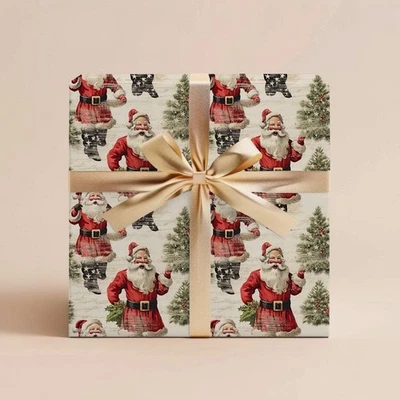 Vintage Santa Christmas Wrapping Paper, Classic Holiday Gift Wrap Roll - Image 1 of 4