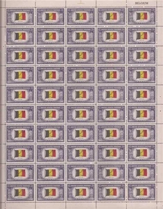 Hoja de 50 estampillas de Estados Unidos 1943 Overrun Country Belgium NH Scott #914 - Imagen 1 de 1