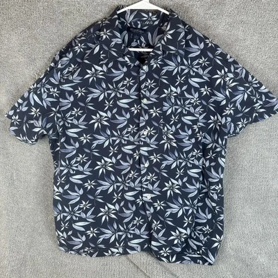 Camisa Brooks Brothers Para Hombre XL Negra Floral Hawaiana Aloha Campamento Botón Delantero Foto 1 de 4