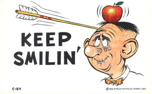 Postal Keep Smiling Even with an Arrow in Your Head 1956 de Petley Laff - Imagen 1 de 2