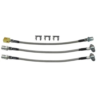 69-72 Cutlass 442 GP Front Disc Rear Drum Stainless Braided Brake Flex Hose Set - Image 1 of 4