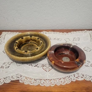 Lote de 2 Ceniceros Esmaltados De Colección Años 70 Cerámica Hechos a Mano MCM Mid Century Boho Groovy - Imagen 1 de 13