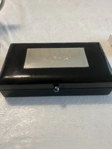 Vintage wooden Cardbox with Sterling Silver inlay and 3 Decks of Vintage - Picture 1 of 7