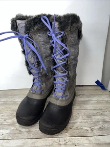 The North Face Winterstiefel Damen Gr. 8,5 Shellista II grau lila wadenhohes Fell - Bild 1 von 7