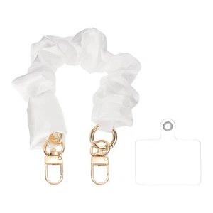 Phone Wrist Strap, 10" Elastic Phone Lanyard with Gold Keychain, White - Photo 1 sur 7