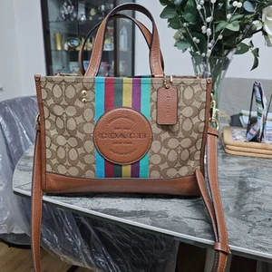 COACH DEMPSEY TOTE SIGNATURE JACQUARD WITH STRIPE AND COACH PATCH - Picture 1 of 8