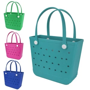 Medium Beach Bag, Waterproof Rubber Beach Bag, Washable Open Tote Bag Durable... - Picture 1 of 6