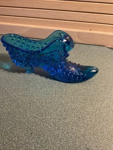 Vintage Cobalt Blue Hobnail Glass Slipper - Picture 1 of 6