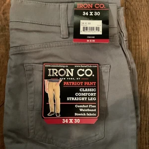 Iron Company Patriot Hose Größe 34x30 Stretchstoff gerades Bein Handfläche (grau) - Bild 1 von 3