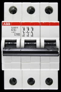 ABB 63 AMP CURVE C 10kA TRIPLE POLE MCB CIRCUIT BREAKER 2CDS273001R0634 S203M - Picture 1 of 6