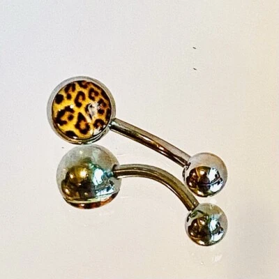 Anillo ombligo ombligo gema estampado animal leopardo 14G acero inoxidable naranja Foto 1 de 4