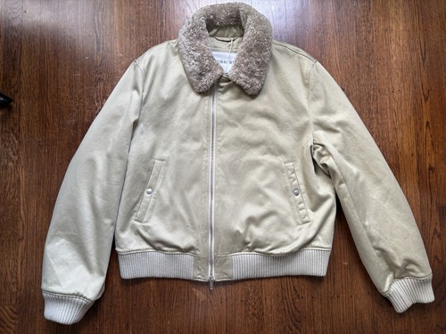 Bomber Burberry cotone santeen con colletto shearling taglia XL 2024 nuovo con etichetta made in Italy