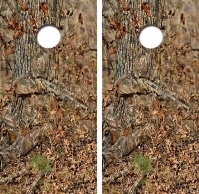 Hidden Camo Hunter Cornhole Board Wrap LAMINATED Decal Vinyl Sticker #4852 - Image 1 of 4