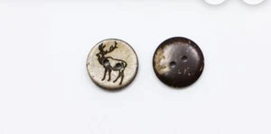 BUTTONS Set Of 10 Elk Deer Coconut Buttons a727 - Picture 1 of 3