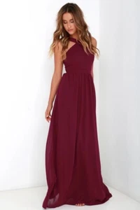 Lulu's Womens Air of Romance Maxi Dress Red Size XL Halter Bridesmaid Wedding - Picture 1 of 13