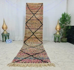 Tappeto marocchino Boho 2x9 - runner in lana boujaad fatto a mano - tappeto sala berbero M01 - Foto 1 di 13