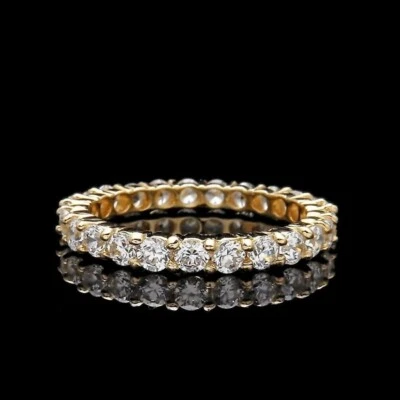 Certified 1.00Ct Round Lab Grown Diamond Ring Full Eternity Band 14k Yellow Gold - Image 1 of 4