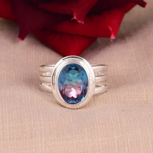 Hermoso anillo hecho a mano de plata de ley 925 de alejandrita para regalos joyería RT-1824 - Imagen 1 de 7